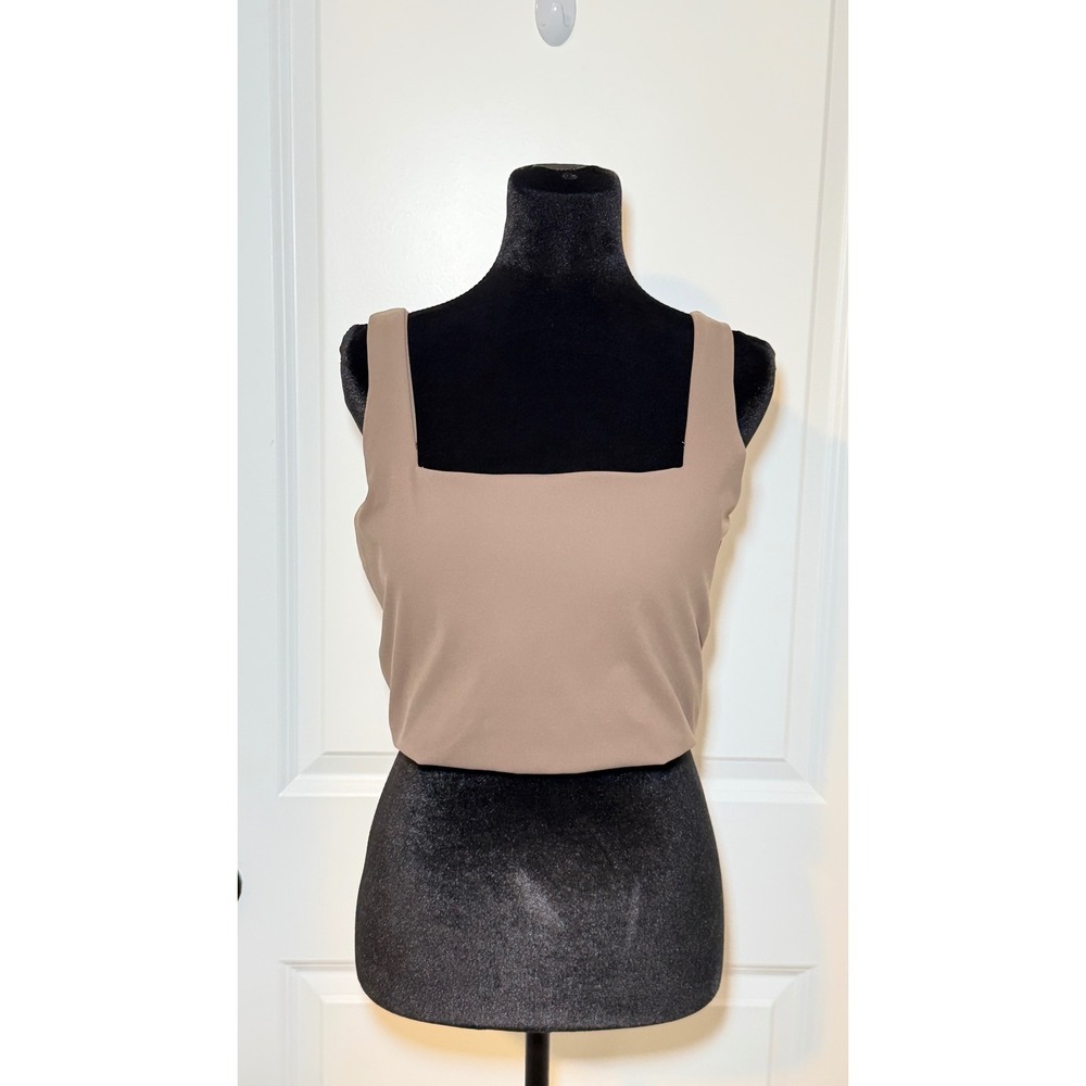 Spanx Boost Up Square Neck Tank Top‎ Taupe Brown Shapewear Size L